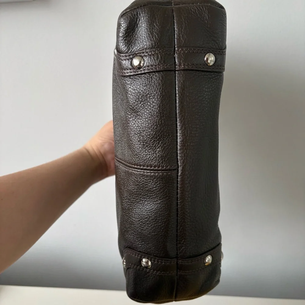 SOLD Coach Carly Dark Brown Pebbled Leather Shoulder Bag - Picture 5 of 6